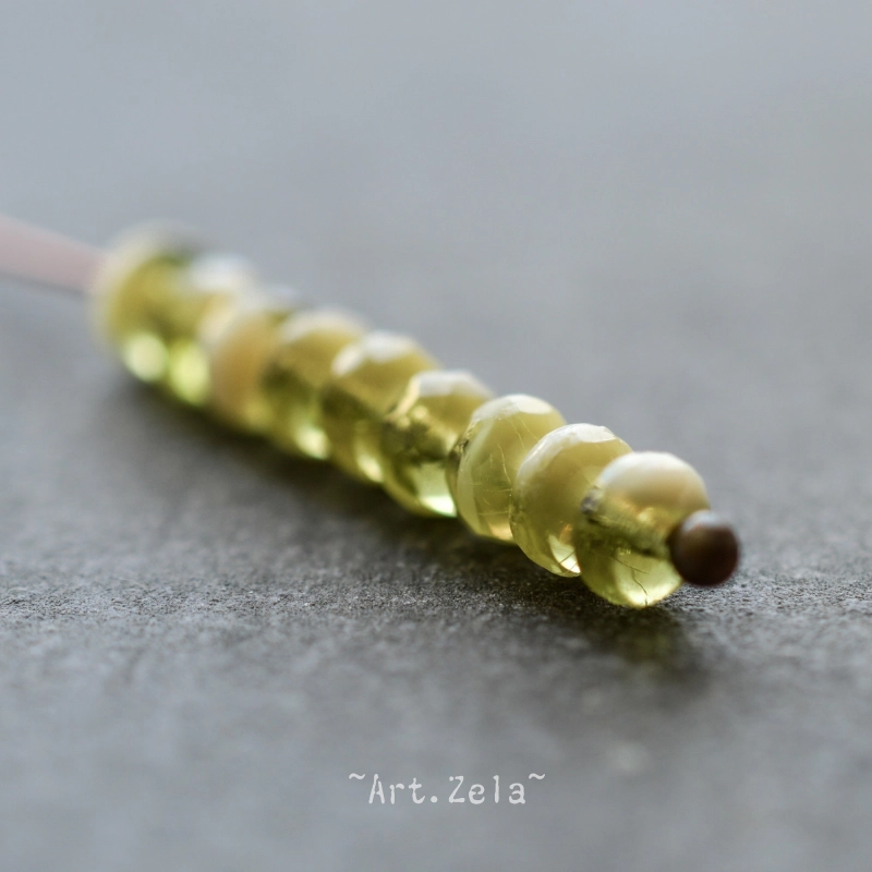 Mini rondelles bicolores 3x2mm X50 Perles verre tchèque beige vert