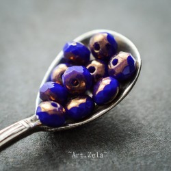 Mini rondelles indigo bronze 5x3mm X30 Perles verre tchèque premium