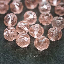 Boutons de rose saumon clair 7mm X10 Perles de verre tchèque transparent