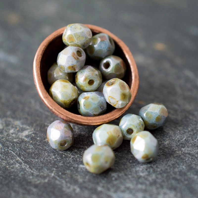 Facettes teintes pastel Picasso 4mm X65 Perles verre tchèque premium