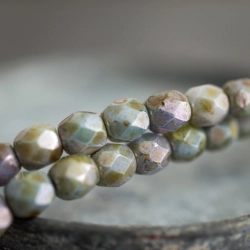 Facettes teintes pastel Picasso 4mm X65 Perles verre tchèque premium