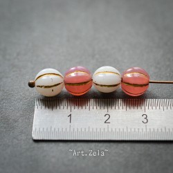 Melons rose et blanc 8mm X8 Perles verre tchèque premium