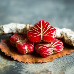 Feuille d'érable rouge bronze 13mm X4 Perles verre tchèque