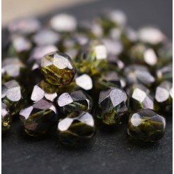 Facettes vert bronze 6mm X22 Perles verre tchèque