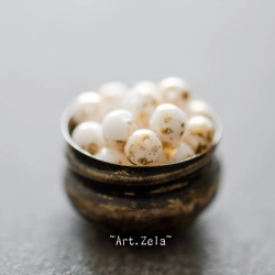 Perles rondes blanc doré 4mm X40 Perles verre tchèque