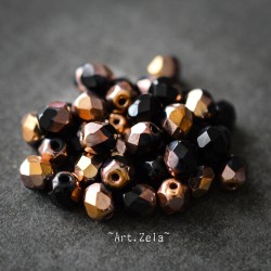 Facettes noir doré 6mm X20 Perles verre tchèque premium