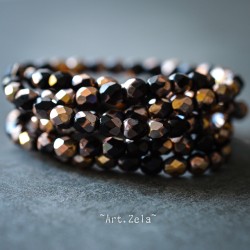 Facettes noir doré 6mm X20 Perles verre tchèque premium