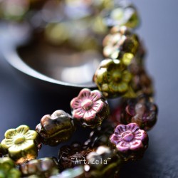 Fleurs hawaïennes multicolores 6mm X25 Perles verre tchèque métallisé