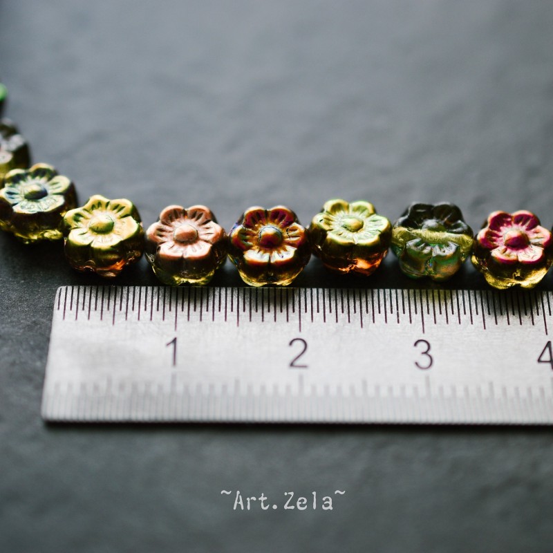 Fleurs hawaïennes multicolores 6mm X25 Perles verre tchèque métallisé