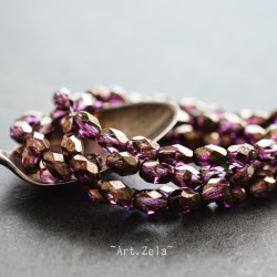 Olives facettées violet bronze 7x5mm X10 Perles verre tchèque premium