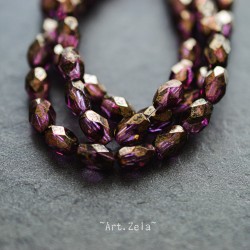 Olives facettées violet bronze 7x5mm X10 Perles verre tchèque premium