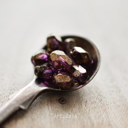 Olives facettées violet bronze 7x5mm X10 Perles verre tchèque premium