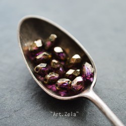 Olives facettées violet bronze 7x5mm X10 Perles verre tchèque premium