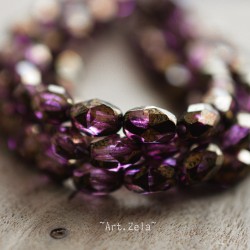 Olives facettées violet bronze 7x5mm X10 Perles verre tchèque premium