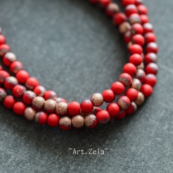 Perles rondes mates rouge cuivré 4mm X30 Perles verre tchèque texturé