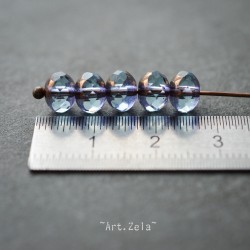 Rondelles bleu cuivré 7x5mm X10 Perles verre tchèque premium