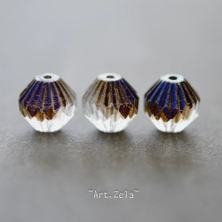 Bicônes transparents gris bleu 11mm X6 Perles verre tchèque cannelé