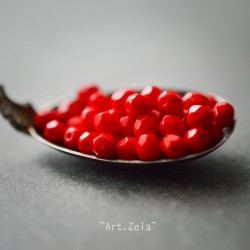 Facettes rouge vif 4mm X50 Perles verre tchèque opaque