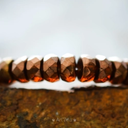 Rondelles octogonales ambre cuivre 6mm X20 Perles verre tchèque