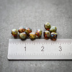 Lot de facettes Picasso ambrées 4mm X85 Perles verre tchèque