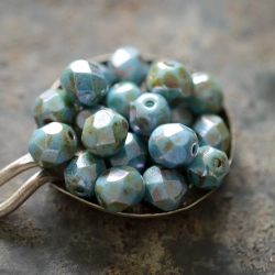 facettes lustrées bleu-gris 6mm X20 Perles verre tchèque brillant