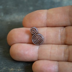 Spirales gris-parme cuivre 16mm X2 Perles verre tchèque dépoli