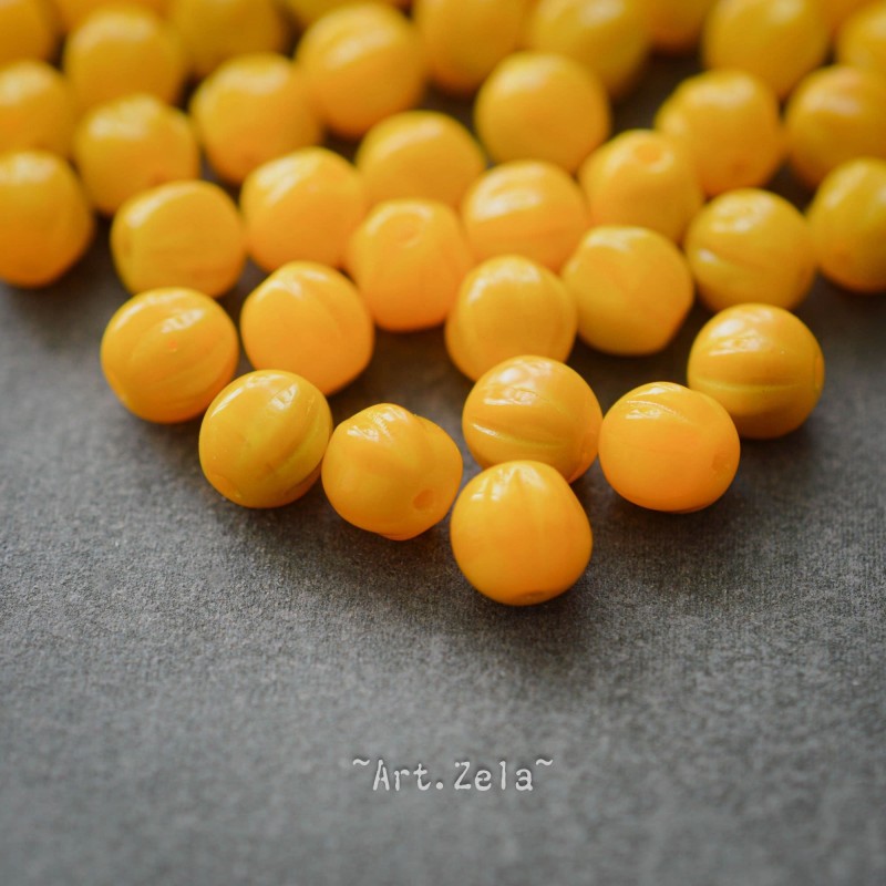 Melons jaune safran 6mm X20 Perles verre tchèque