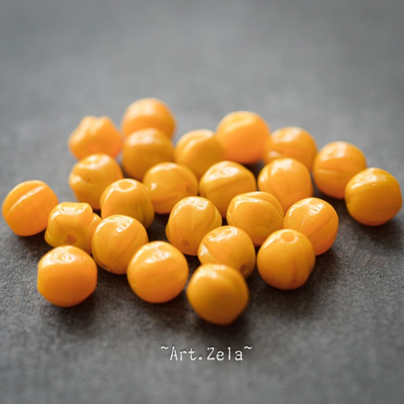 Melons jaune safran 6mm X20 Perles verre tchèque