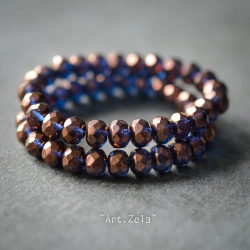 Mini rondelles saphir cuivre 7x5mm X14 Perles verre tchèque premium