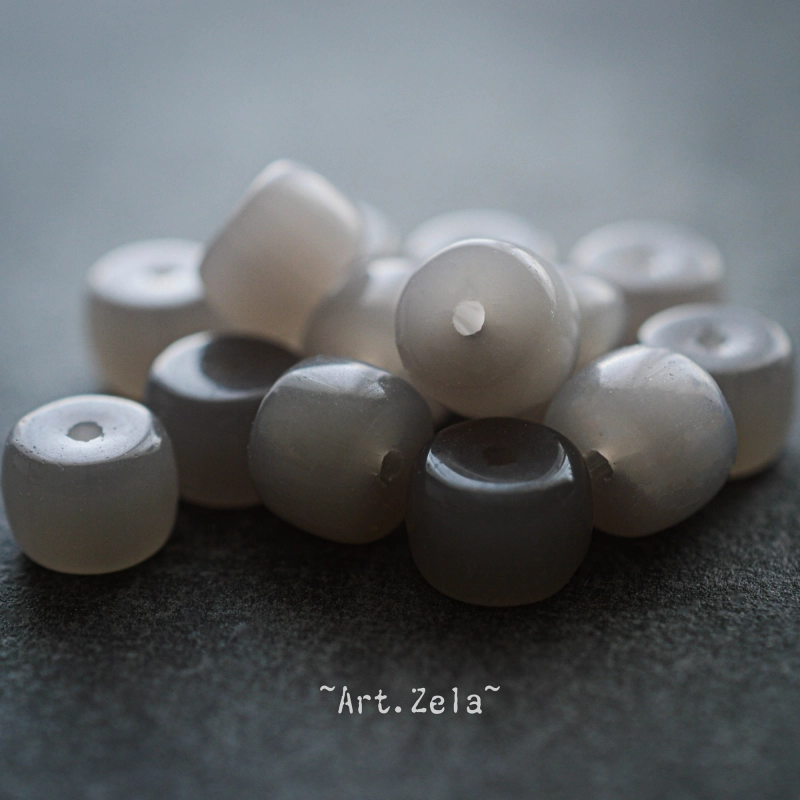 Rondelles verre gris fumé 8x6mm X10 Perles artisanales indonésiennes