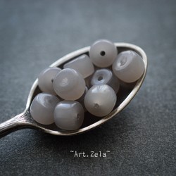 Rondelles verre gris fumé 8x6mm X10 Perles artisanales indonésiennes