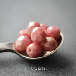Facettes rose saumon lustré 6mm X28 Perles verre tchèque opaque