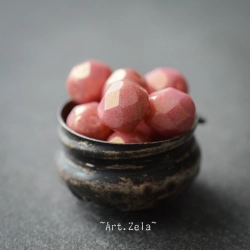 Facettes rose saumon lustré 6mm X28 Perles verre tchèque opaque