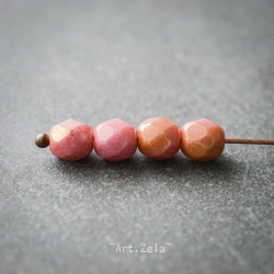 Facettes rose saumon lustré 6mm X28 Perles verre tchèque opaque