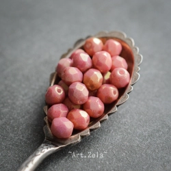 Facettes rose saumon lustré 6mm X28 Perles verre tchèque opaque