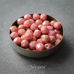 Facettes rose saumon lustré 6mm X28 Perles verre tchèque opaque