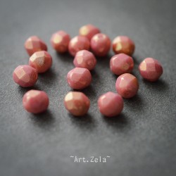 Facettes rose saumon lustré 6mm X20 Perles verre tchèque opaque