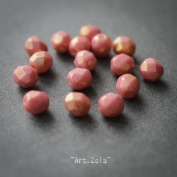 Facettes rose saumon lustré 6mm X28 Perles verre tchèque opaque