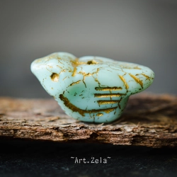 Oiseau vert menthe doré 22mm X1 Perle verre tchèque