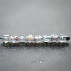 Facettes bleu gris irisé 4mm  X50 Perles verre tchèque texturé