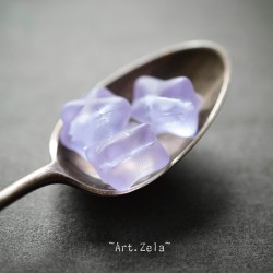 Perles rectangulaires lilas 11mm X4 Perles verre tchèque mat