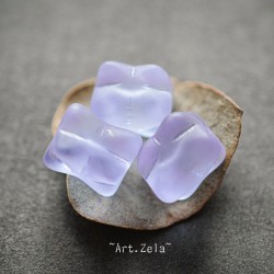 Perles rectangulaires lilas 11mm X4 Perles verre tchèque mat