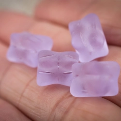 Perles rectangulaires lilas 11mm X4 Perles verre tchèque mat