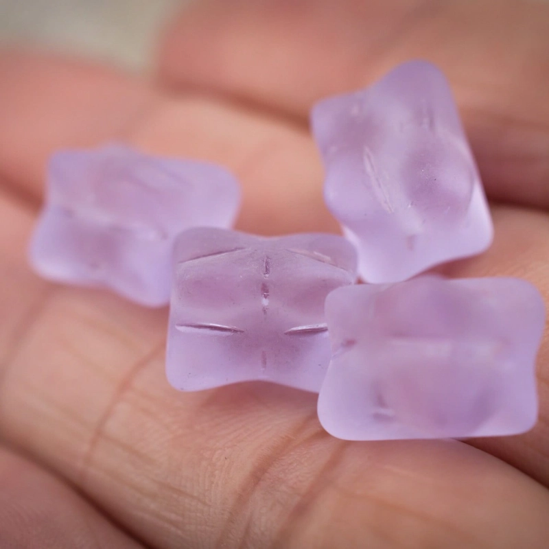 Perles rectangulaires lilas 11mm X4 Perles verre tchèque mat