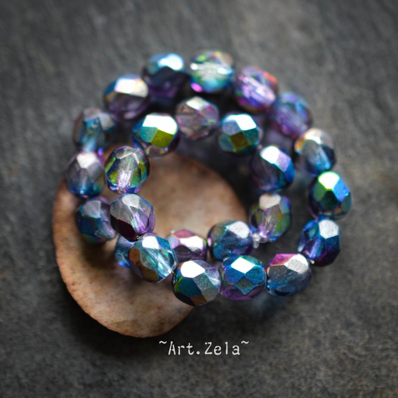 Facettes métallisées multicolores 6mm X20 Perles verre tchèque premium