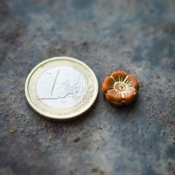 Fleurs hibiscus orangé bronze 12mm X6 Perles verre tchèque opaque