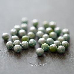 Perles rondes bleu vert 4mm X46 Perles verre tchèque lustré