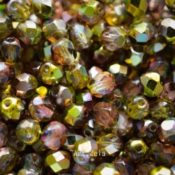 Facettes vert prune 6mm X20 Perles verre tchèque métallisé