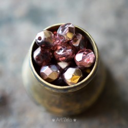 Facettes rose ancien doré 6mm X20 Perles verre tchèque métallisé