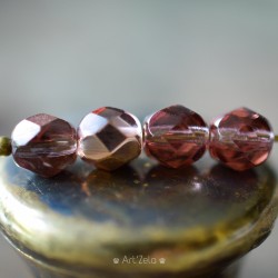 Facettes rose ancien doré 6mm X20 Perles verre tchèque métallisé